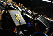 How SLCC students can best prepare for graduation day Mortarboard decorated with gold outline and letters "SL" for Salt Lake