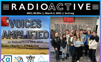 Voices Amplified: March 2, 2023 RadioActive KRCL graphic for March 2, 2023