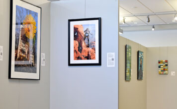 Women take back their identity in new SLCC art exhibit Gallery partition displaying artwork by Nancy Strahinic in foreground