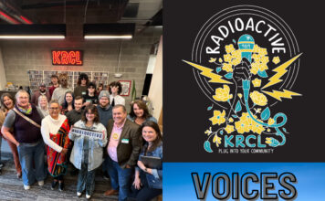 Voices Amplified: April 13, 2023 RadioActive KRCL graphic for April 13, 2023