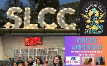 Voices Amplified: April 20, 2023 RadioActive KRCL graphic for April 20, 2023