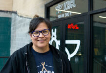 SLCC student promotes ‘Indigenous excellence’ through community radio Valene MC standing outside the KRCL studio