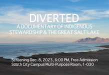 Students tackle Salt Lake imperative with a documentary – and the focus is Indigenous stewardship Title screen for "Diverted" student documentary film