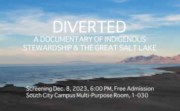 Students tackle Salt Lake imperative with a documentary – and the focus is Indigenous stewardship Title screen for "Diverted" student documentary film