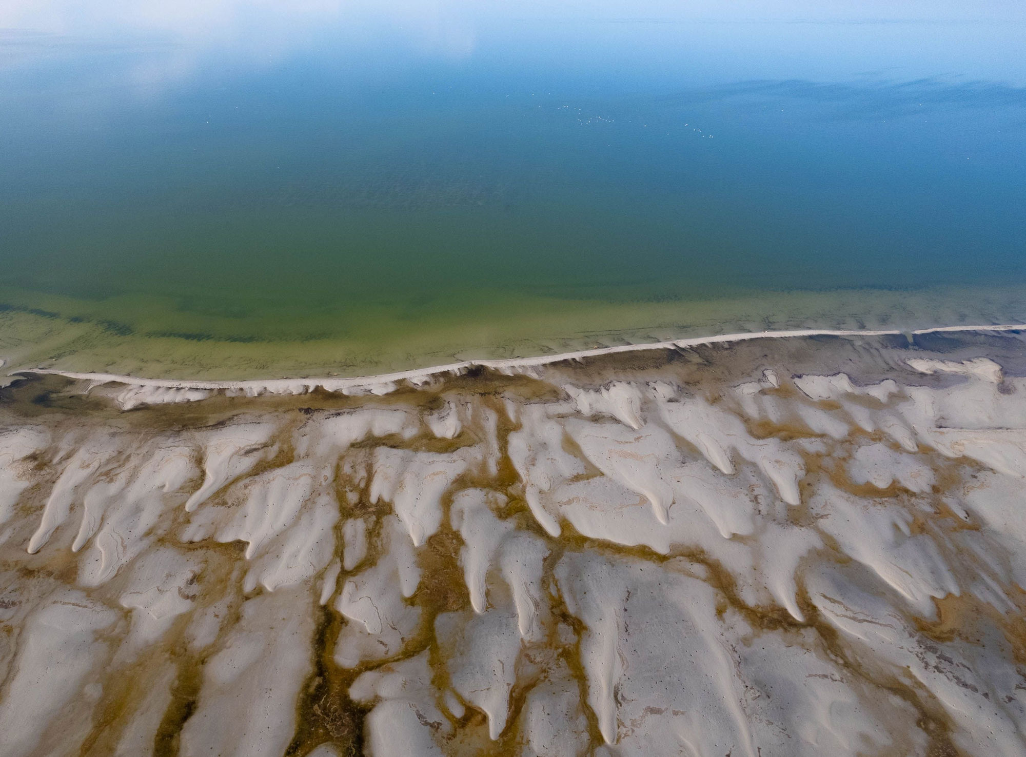 Great Salt Lake, receding shoreline near the marina