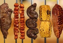 Restaurant review: Rodizio Grill Pieces of meat and fruit on skewers