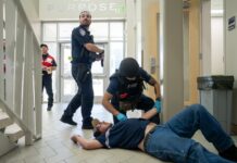 How Utah’s colleges are preparing for an active shooter Active shooter drill - fire and police personnel aiding a victim