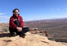 #SLCCVotes: Meet Diana Mavlanova, candidate for SLCCSA vice president for academic pathways Diana Mavlanova sitting on a rock formation above the skyline