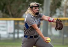 Early into the new season, Bruins softball swings for the fences Tiffany Hermansen winds up to throw a softball
