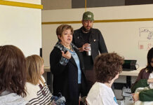 High schoolers visit SLCC Fashion Institute to explore paths in the industry Mojdeh and Matt speaking to high school students