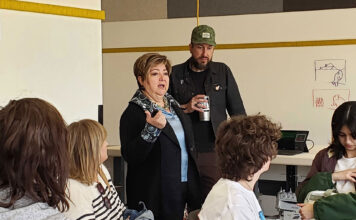 High schoolers visit SLCC Fashion Institute to explore paths in the industry Mojdeh and Matt speaking to high school students