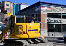 Reconstruction of 2100 South in Sugar House aims to increase access, safety Komatsu excavator at the corner of 2100 S and McClelland St.