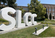 Students react to Utah’s anti-DEI law and its impact on student resources SLCC block white letters in front of South City Campus