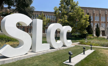 Students react to Utah’s anti-DEI law and its impact on student resources SLCC block white letters in front of South City Campus