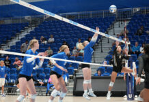 Bruins battle top NJCAA volleyball teams, with mixed results SLCC volleyball (blue jerseys) competing against Weatherford