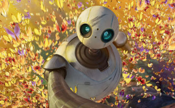 Film review: ‘The Wild Robot’ Butterflies flying around Roz the robot