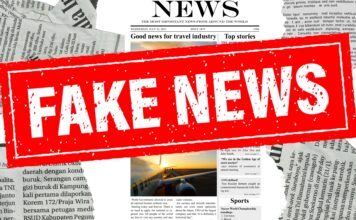 How college students can combat misinformation during an election cycle "Fake News" stamped in big red and white lettering on top of newspaper clippings