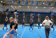 Bruin cheerleaders share journey of growth and team spirit SLCC cheer team members practicing