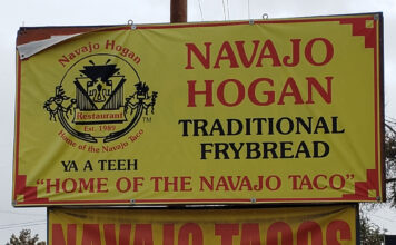 Restaurant review: Navajo Hogan, frybread at its best Sign for Navajo Hogan restaurant in Salt Lake