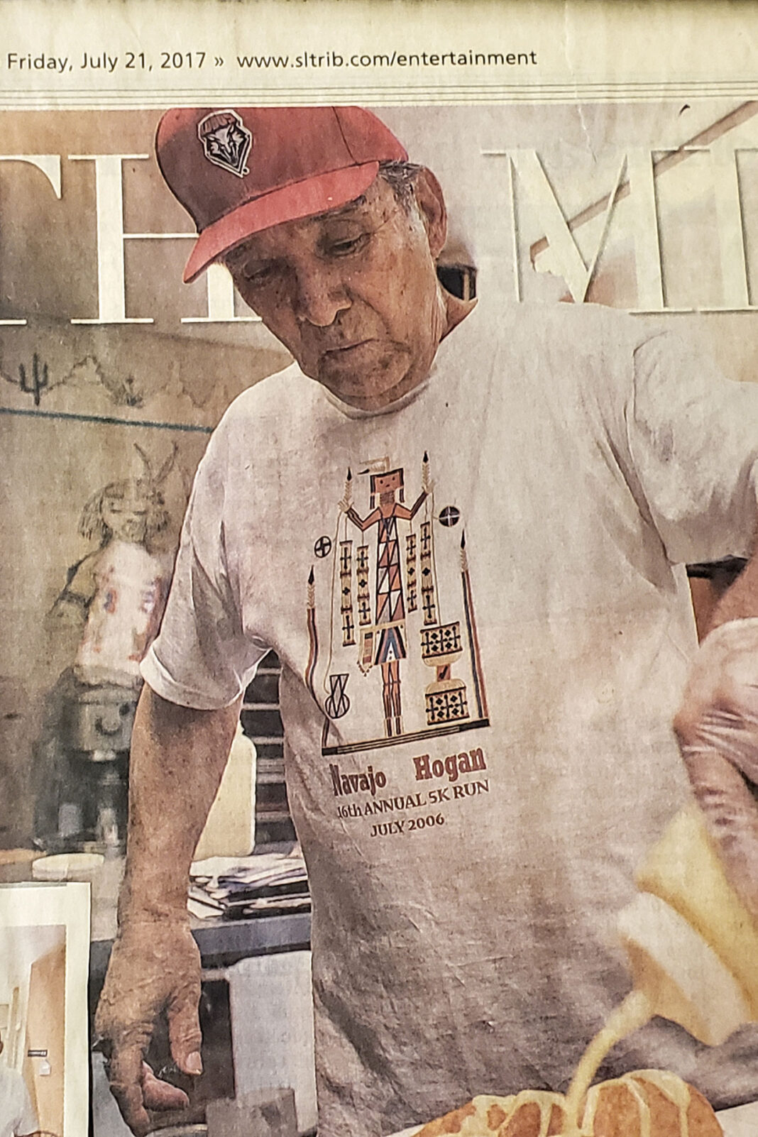 Newspaper clipping of Navajo Hogan owner Bill Espinoza