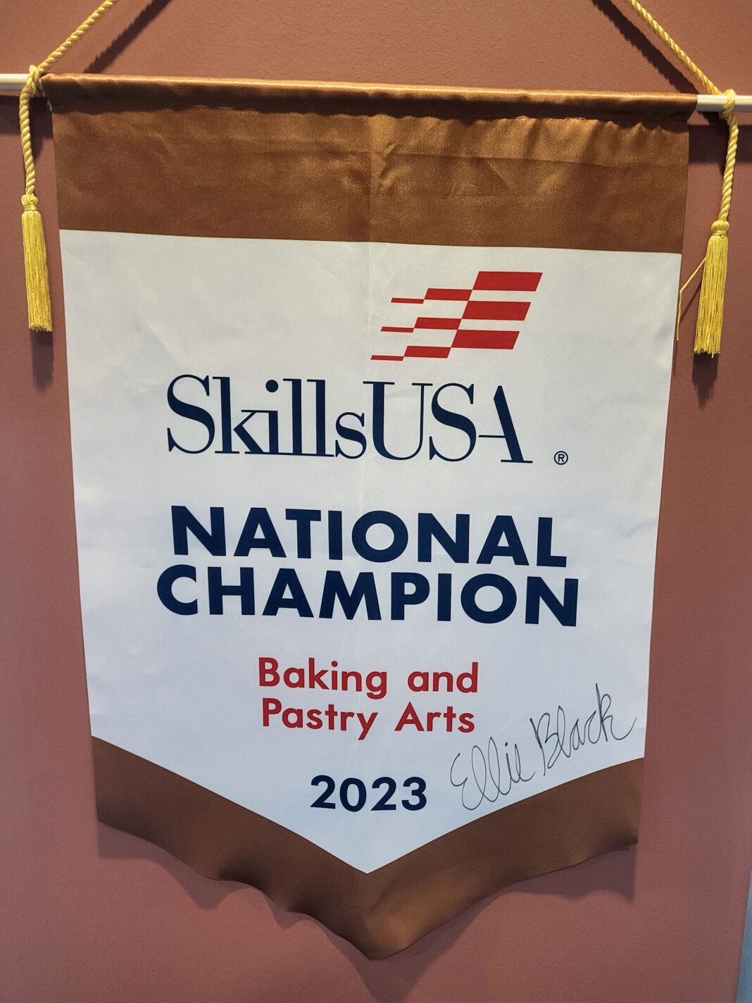 SkillsUSA National Champion, Baking and Pastry Arts, 2023, signed by Ellie Black