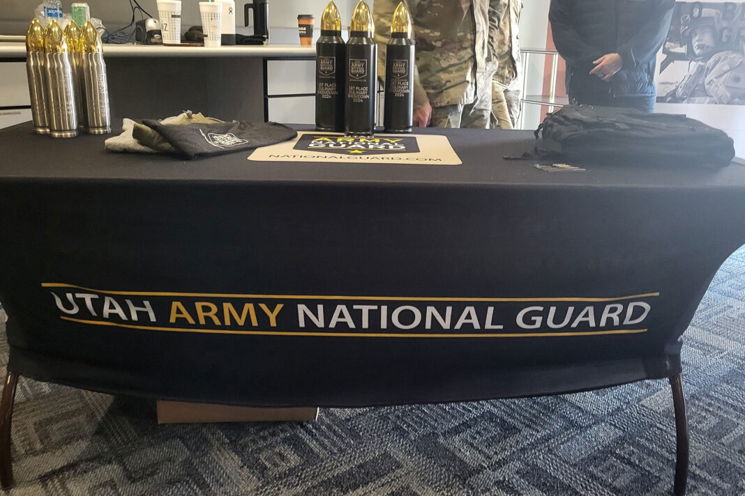 Utah Army National Guard table with swag