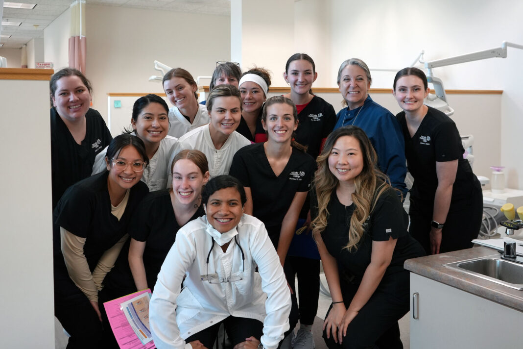 From left to right: Paige Duckworth, Renee Mendenhall (Instructor), Livi Arona, Ivy Bronson, Staci Stout (Instructor), Alison Eggett, Kayla Gomez, Arely Delgadillo, Kaylee Cutler, Rachael Ivie, Erica Kim, Gladys Recinos, Lexi Patterson, and Rosa Cortez