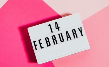 Globe staff picks to celebrate Valentine’s Day Sign with letters "14 FEBRUARY" on tricolor background