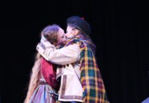 ‘To be, or not to be’: SLCC students take on ‘Macbeth’ Two actors kissing on stage as King and Lady Macbeth