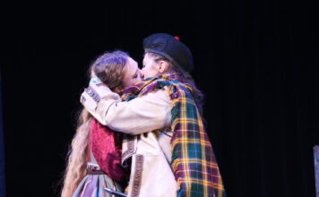 ‘To be, or not to be’: SLCC students take on ‘Macbeth’ Two actors kissing on stage as King and Lady Macbeth