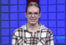 Globe News: April 10, 2025 Brittany reading a news script in studio