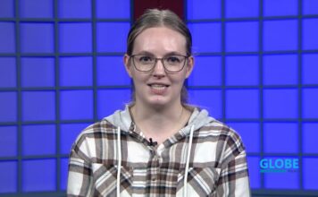 Globe News: April 10, 2025 Brittany reading a news script in studio