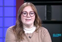 Globe News: April 3, 2025 Savannah Stacey hosting a news show in the TV studio