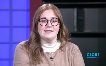 Globe News: April 3, 2025 Savannah Stacey hosting a news show in the TV studio