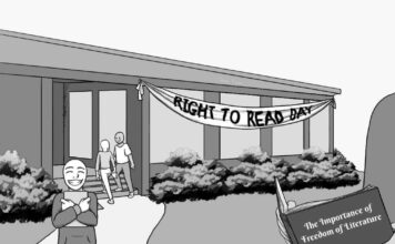 National Right to Read Day: It’s all about freedom Illustration of Right to Read Day at the library