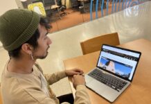 SLCC students weigh in on proposed change of power of national monuments Andres viewing a website for Dinosaur Monument