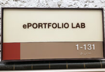 At SLCC, the e-portfolio is (mostly) over Sign stating "ePortfolio Lab, 1-131"