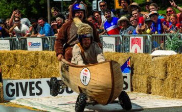 Photos: 2025 Red Bull Soapbox Race in Salt Lake City Red Bull Soapbox contestants in car 47, which resembles a canoe