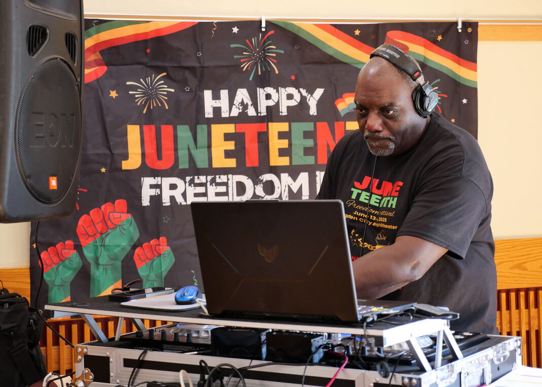 Marcus Taylor deejaying the Juneteenth event