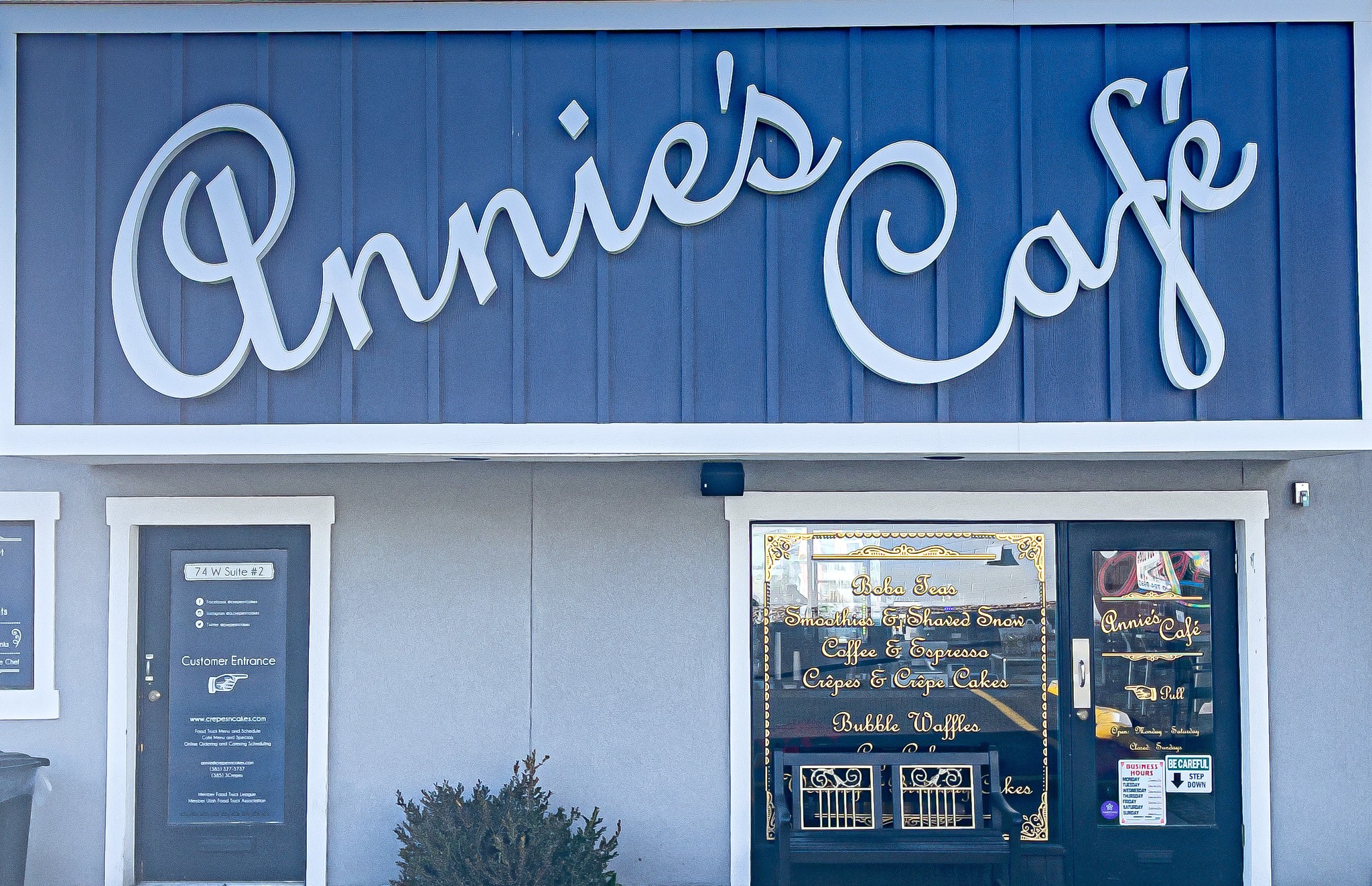 Annie's Café sign above entrance