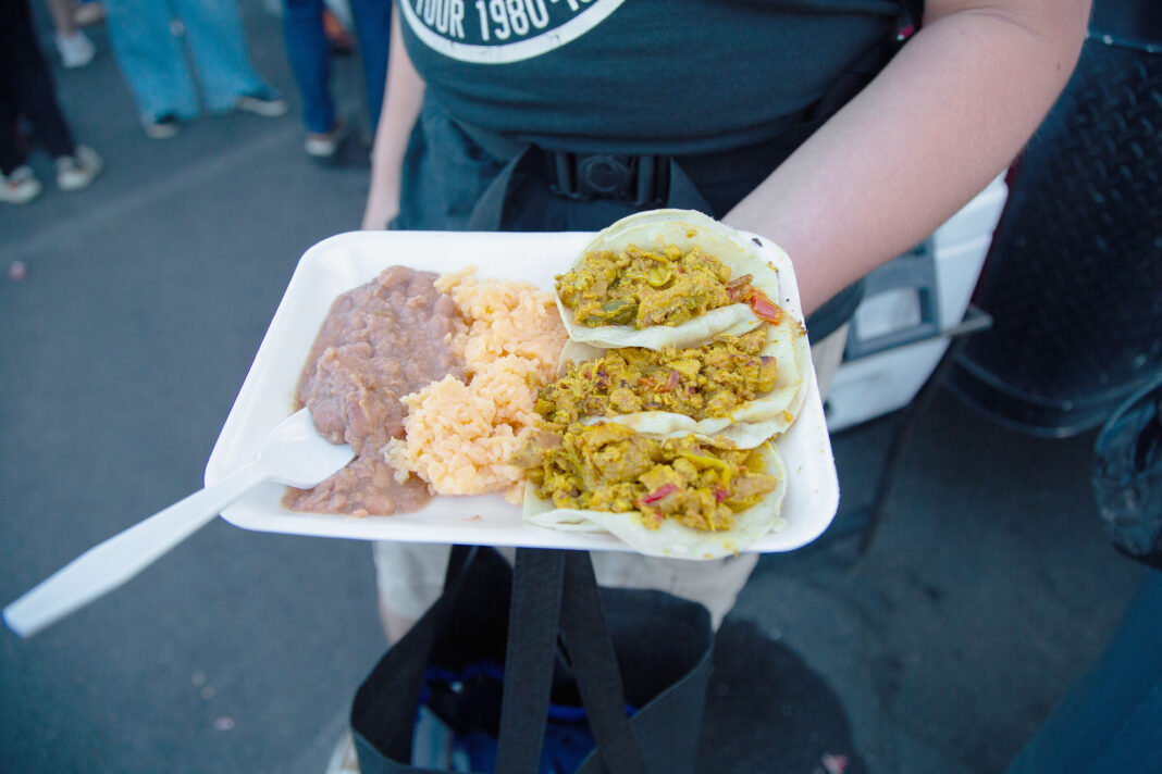 Mexican food served on a Styrofoam tray