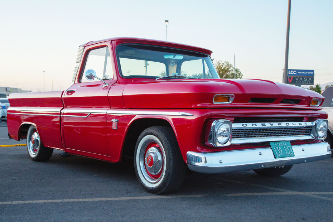 Red vintage Chevy truck