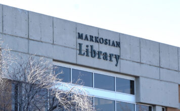 Markosian Library and Student Success Initiatives offer extended hours and prep workshops for finals View of north face of the Markosian Library