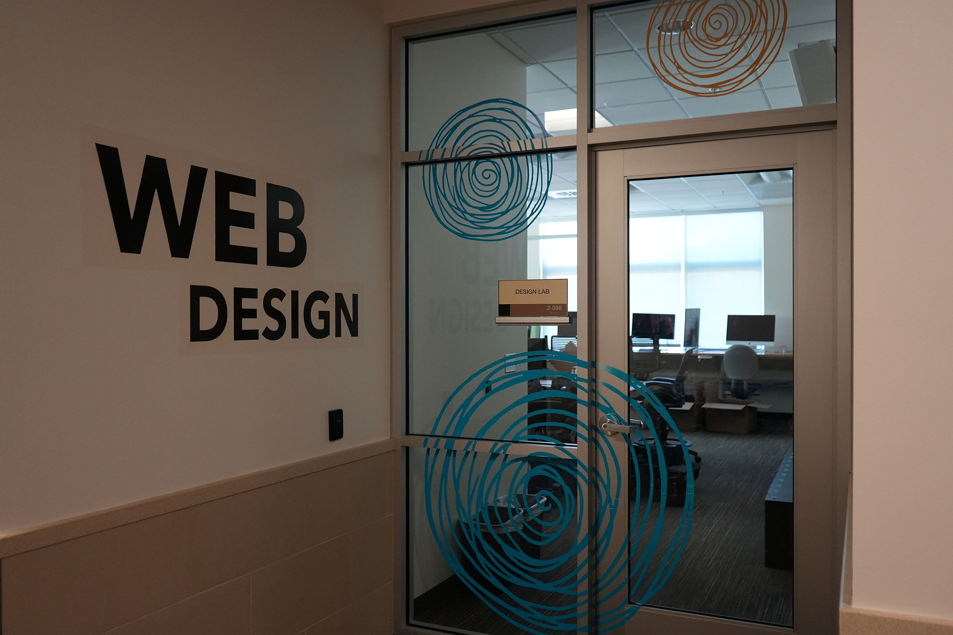 View of entrance to web design lab