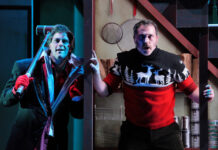 A look at Utah Opera’s production of ‘The Shining’ Doorway separating Craig Irvin as Jack Torrance, right, and Christian Sanders as Delbert Grady