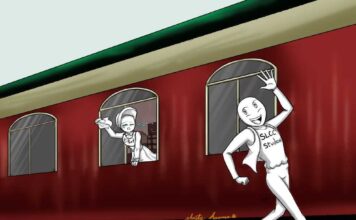 Farewell picnic potluck celebrates e-Portfolio accomplishments, despite closure Illustration of SLCC student waving goodbye to e-portfolio from a train platform