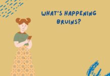 Four things to look forward to this week Rendering of a female student looking at a smartphone; a beige background with blue text that reads "What's happening Bruins?"