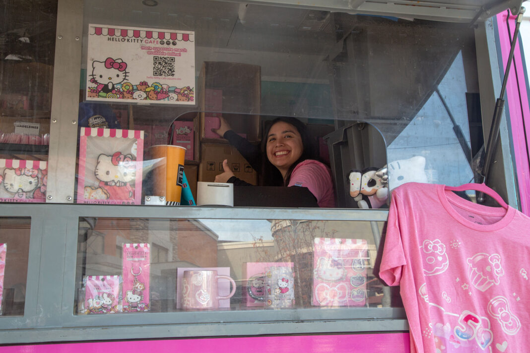 Nellie smiling from inside the truck
