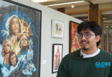 Globe News – Dec. 4, 2025 Isaac talking being interviewed next to 'Young Frankenstein' artwork