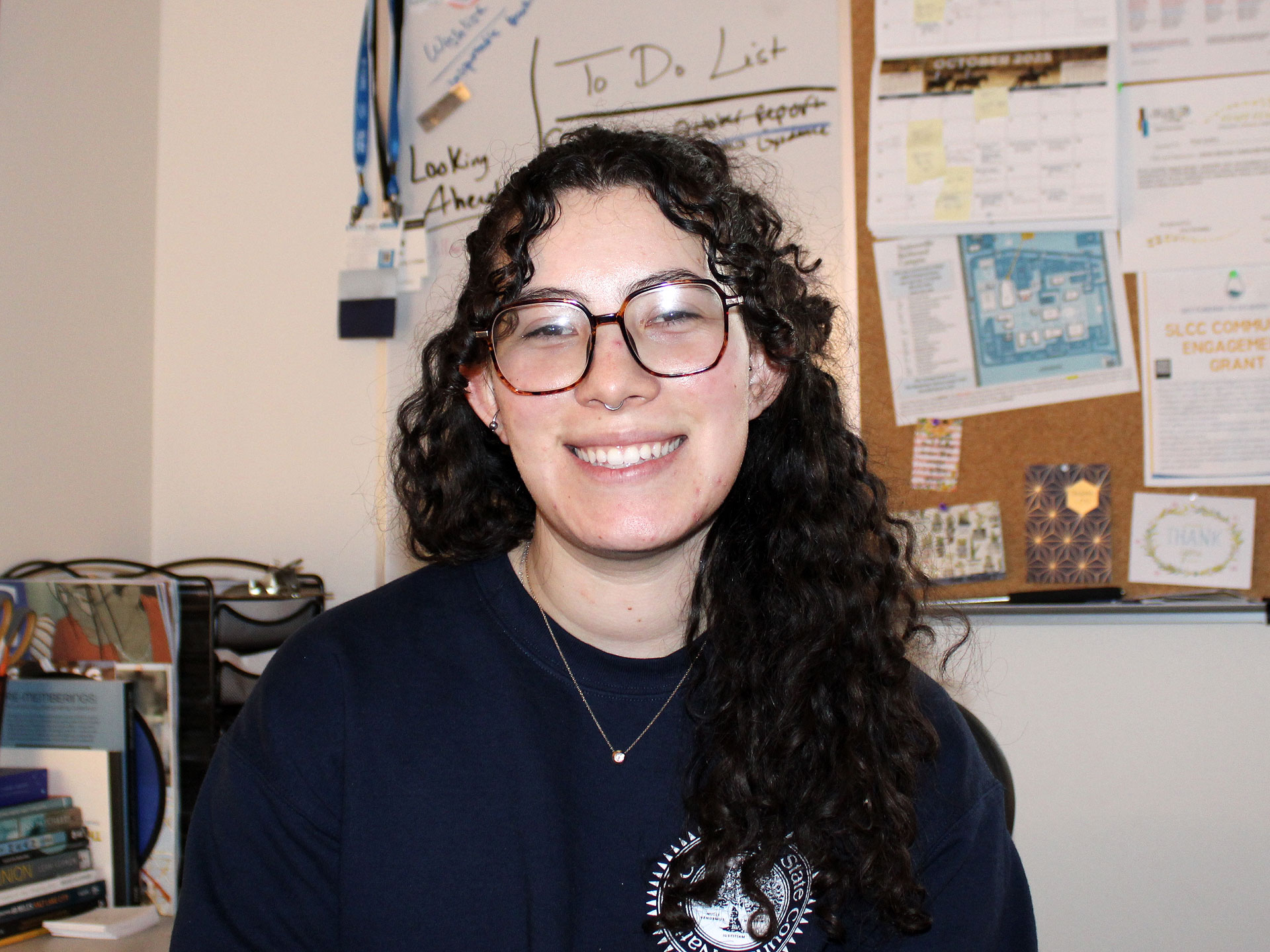 Erica sitting in her office